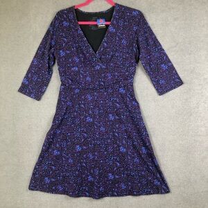 Patagonia Margot 3/4 Sleeve Paisley V Neck Organic Cotton size M